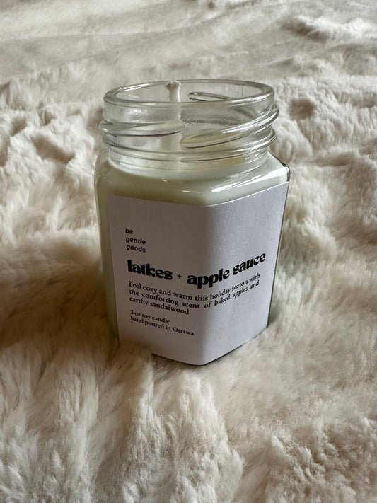Latkes + applesauce candle